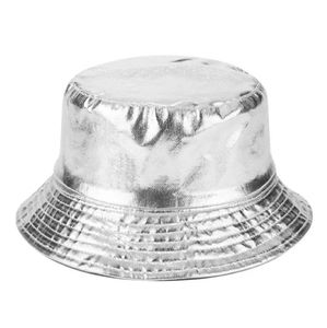 metallic shiny pu bucket hat